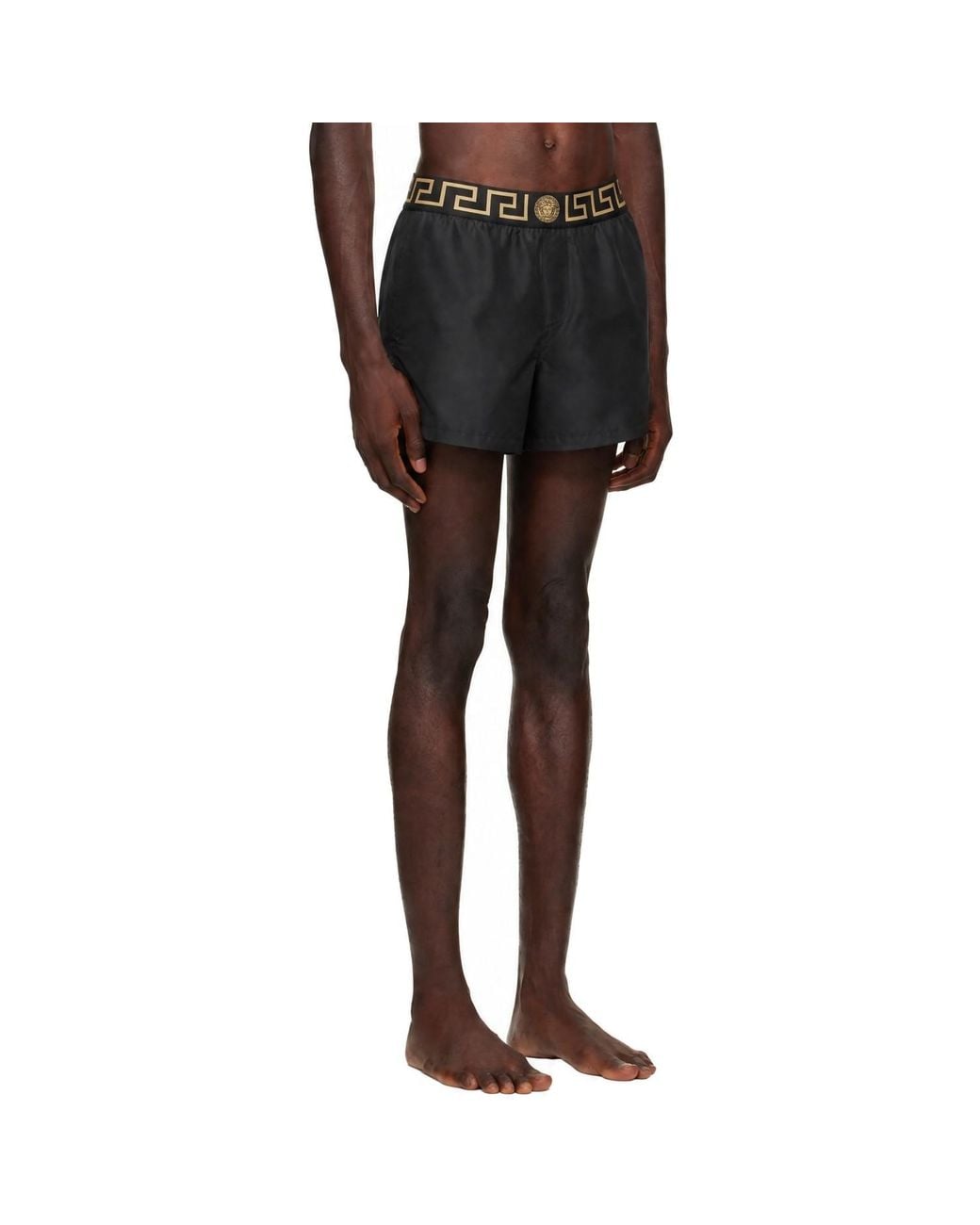 Versace Black Greca Swim Shorts for men
