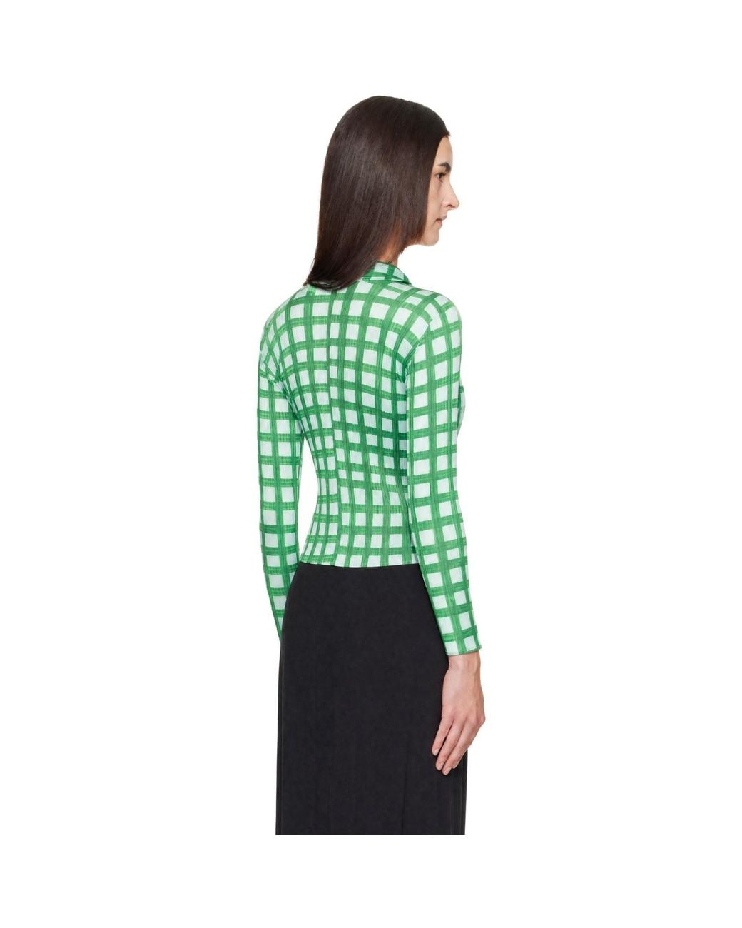 Pleats Please Issey Miyake Green Basket Shirt