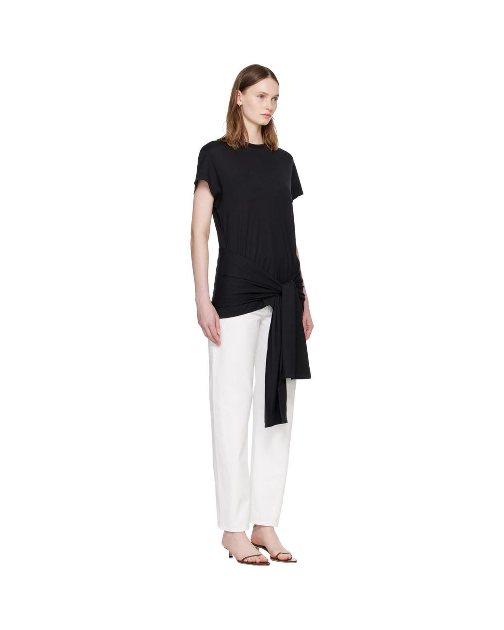 Totême Black Tie-Waist Jersey T-Shirt
