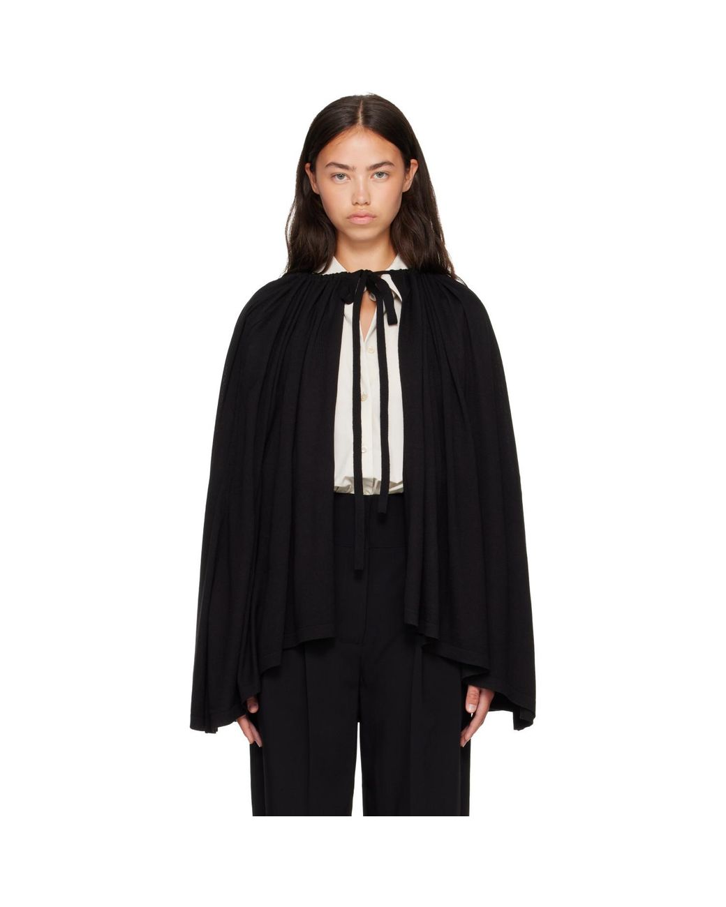 Totême Black Drawstring Cape