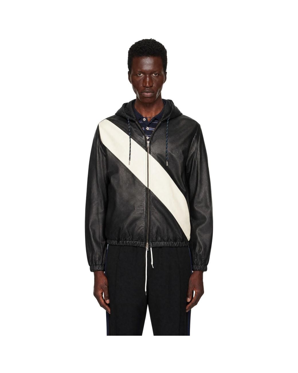 Wales Bonner Black Off- Vista Leather Anorak for men