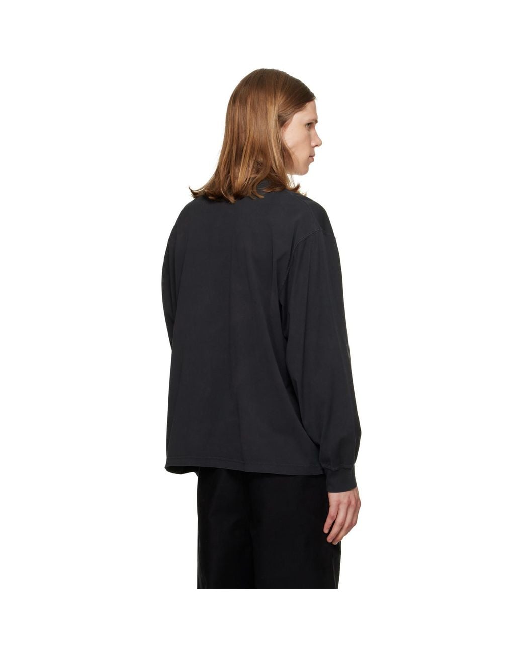 Song For The Mute Black 'Sftm 26.2' Drape Crew Neck T-Shirt for men