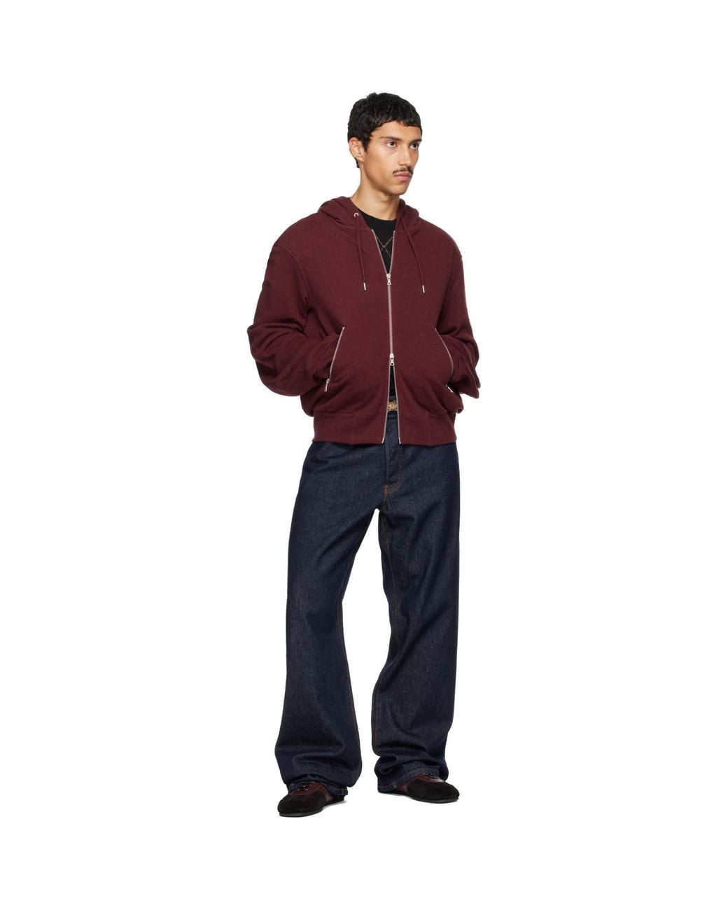 Dries Van Noten Red Burgundy Cotton Hoodie for men