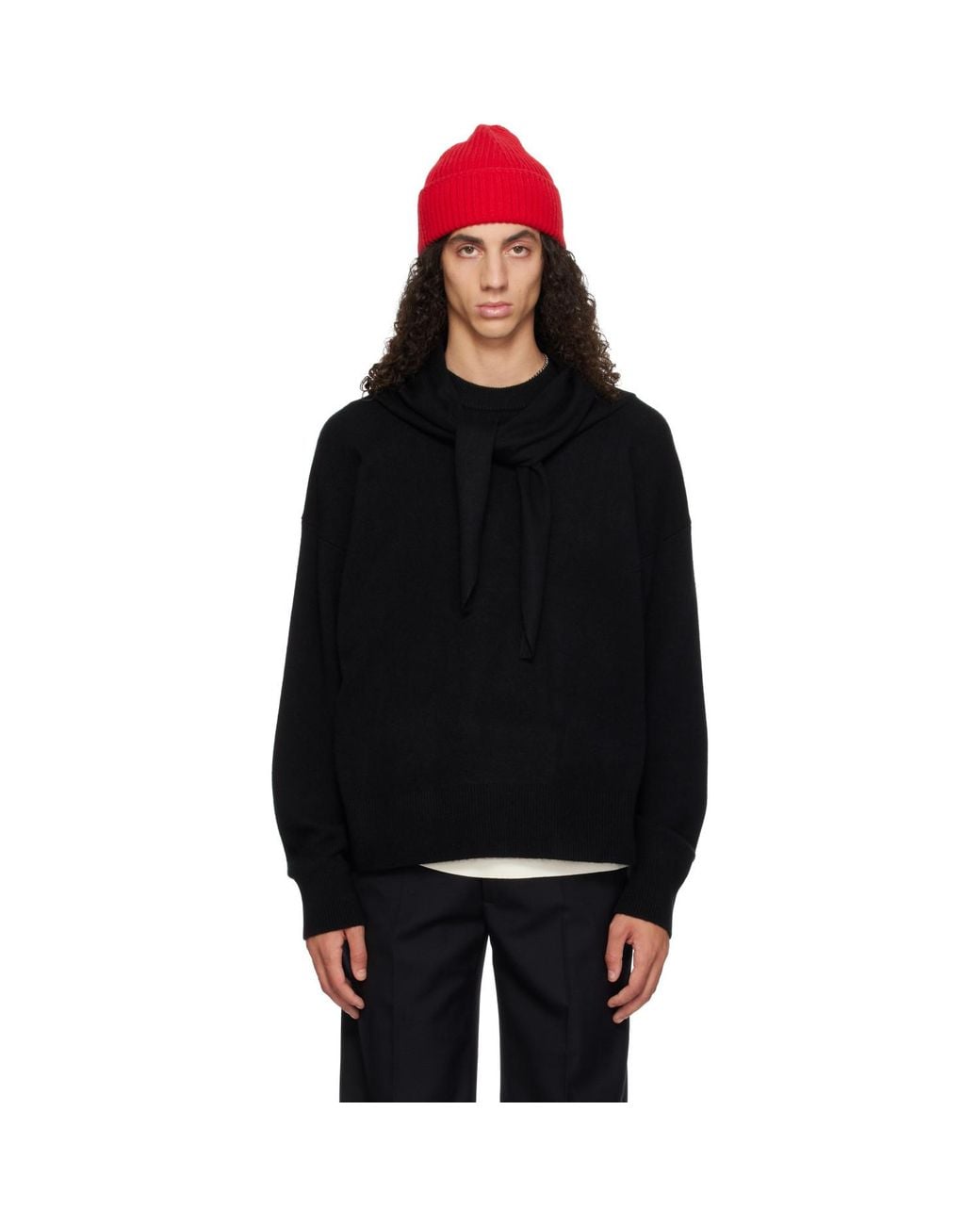 YACAIA Black Y-0008 Oversized Merino Cashmere Sweater for men