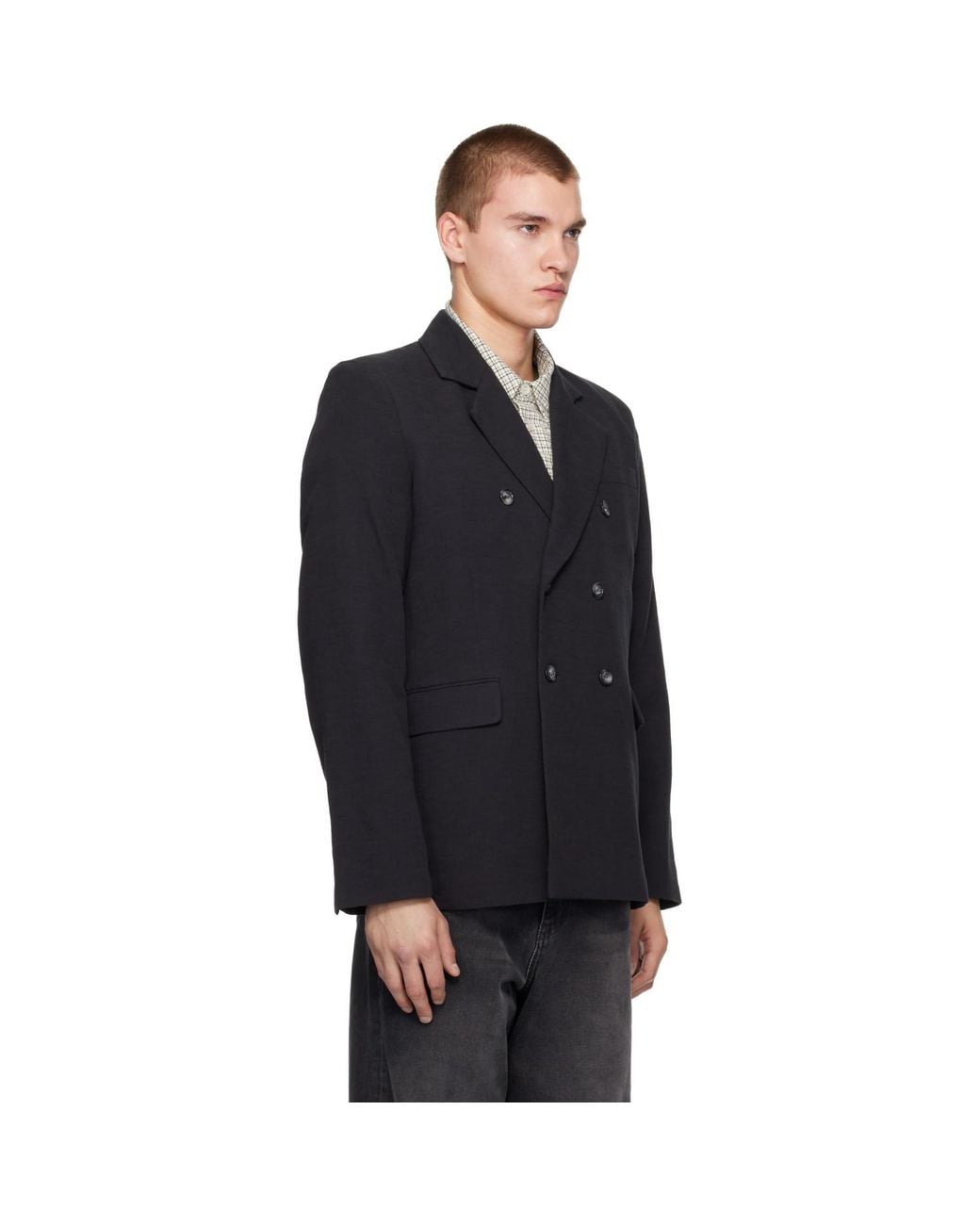 Palmes Black Double-Breasted Blazer for men