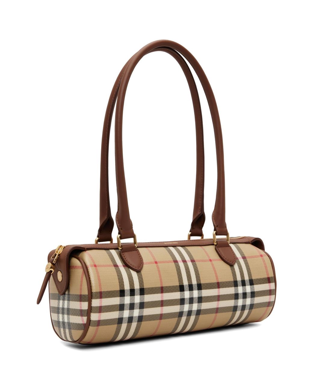 Burberry Brown Mini Check Barrel Bag