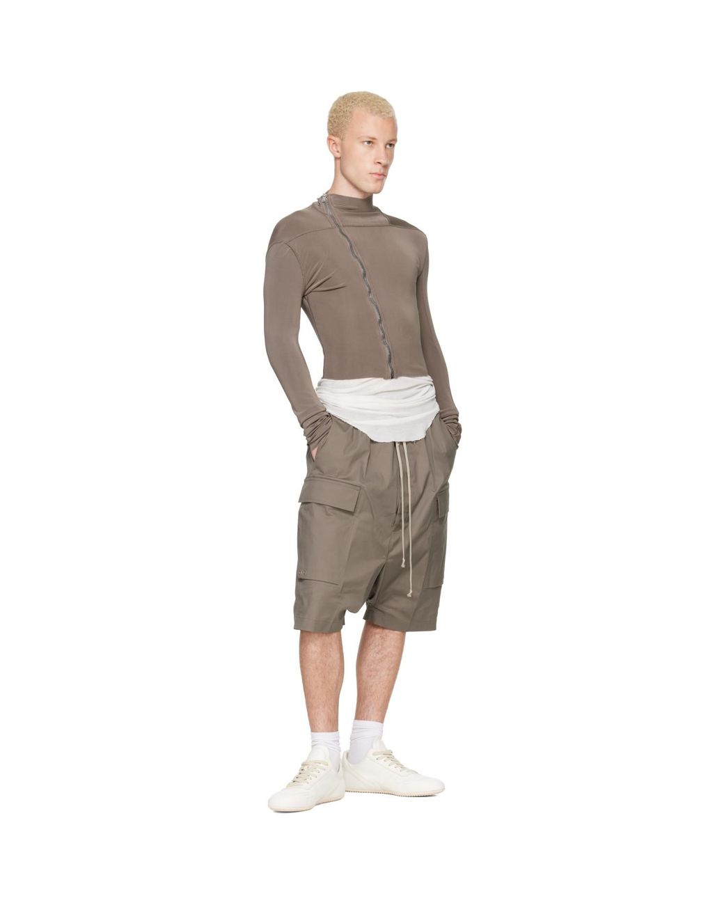 Rick Owens Gray Tower Pods Cargo Shorts for men