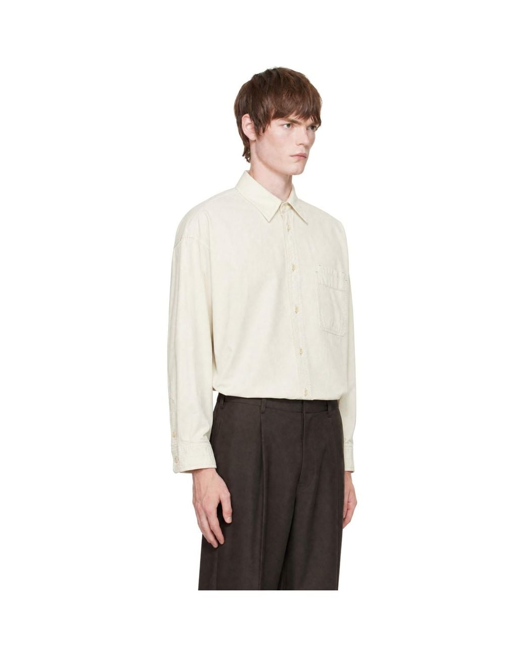 Lemaire White Relaxed Workwear Shirt for men