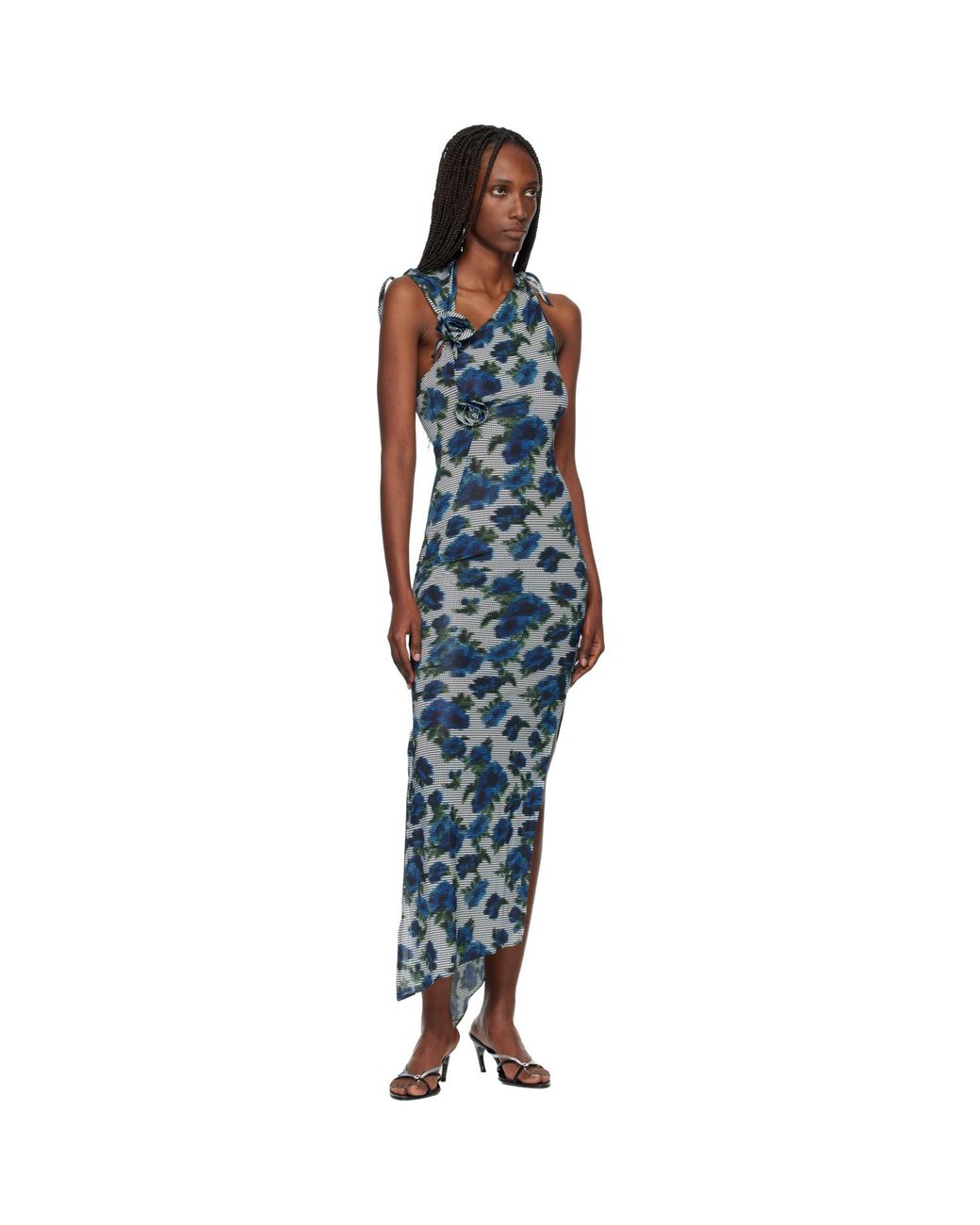 Coperni Black Flower Midi Dress
