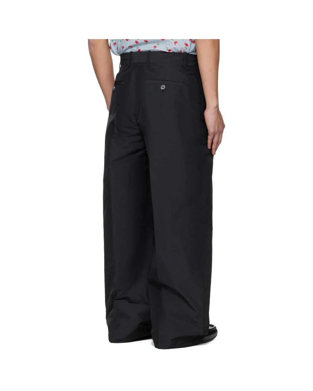 Jil Sander Black Pleated Taffeta Trousers for men