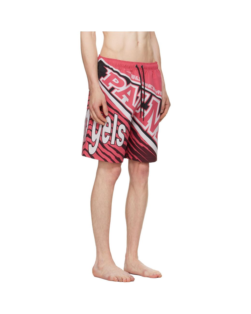 Palm Angels Red 'Racing' Swim Shorts for men