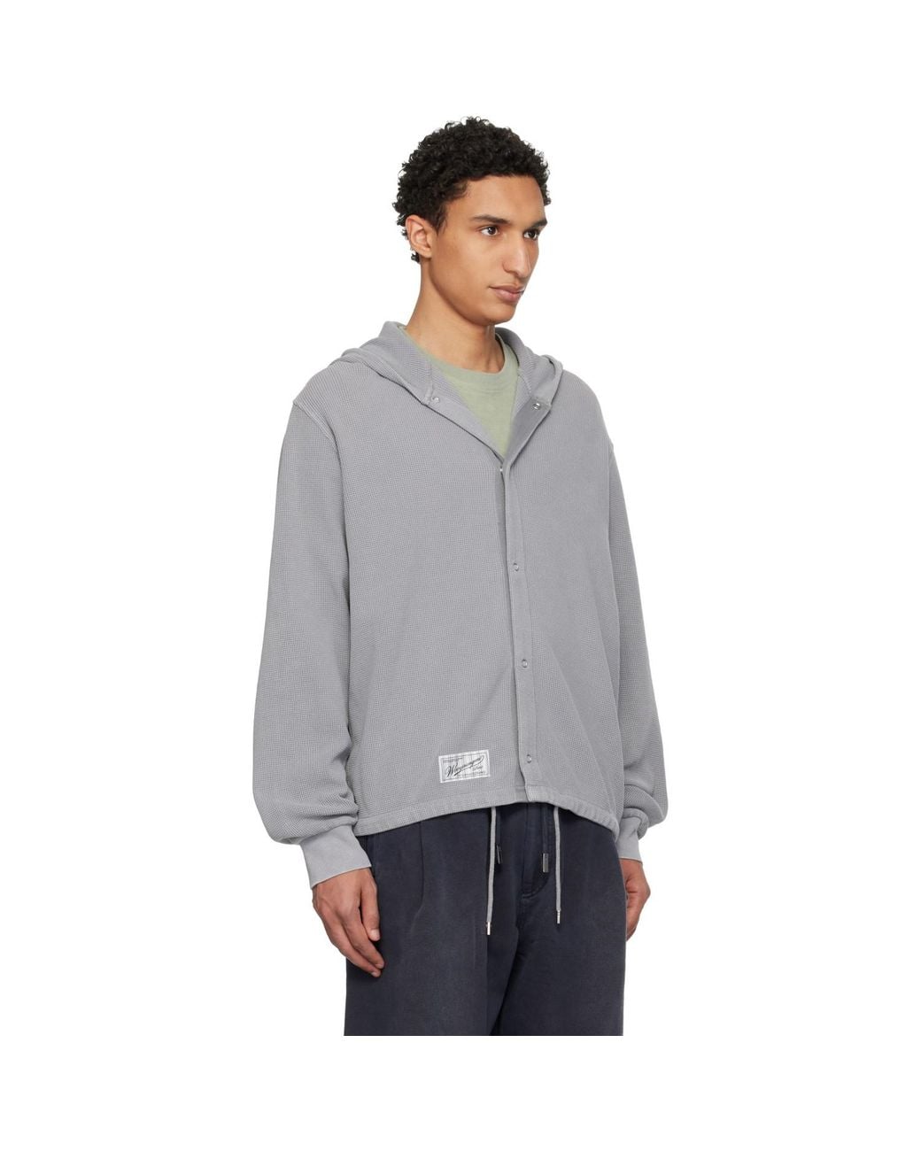 Wooyoungmi Gray Dyed Open Hoodie for men