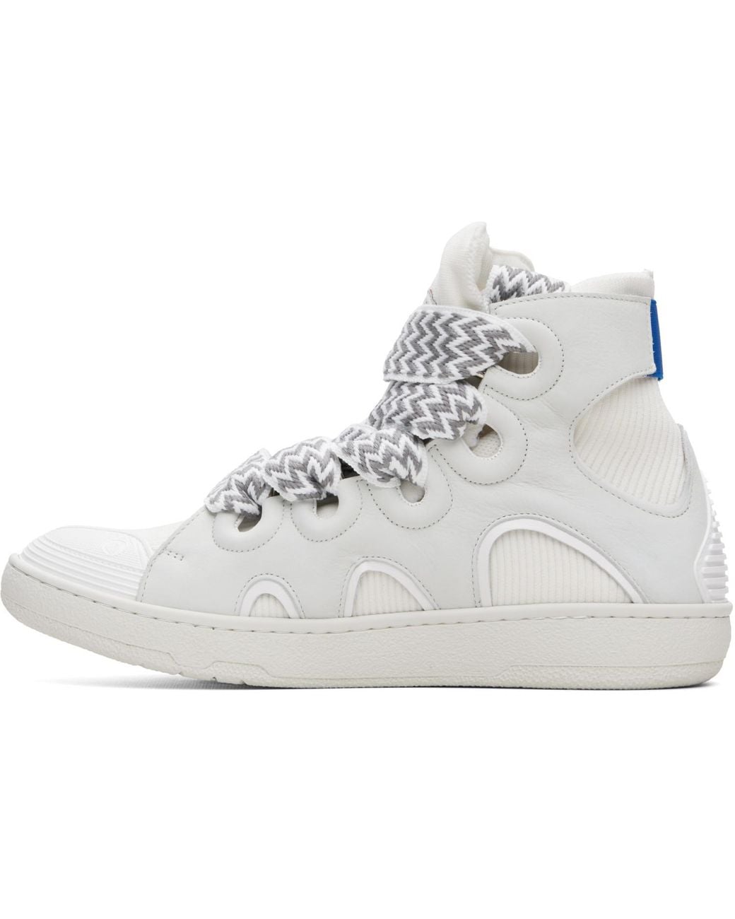 Lanvin White High Top Curb Knit Sneakers for men