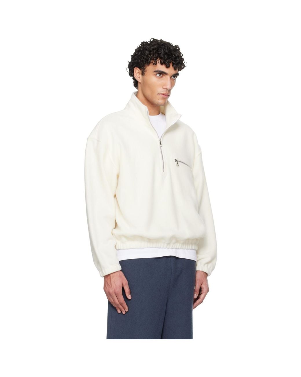 Rier White Fleece Sweater for men