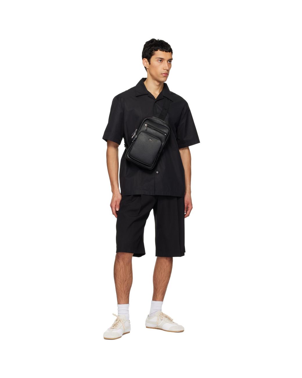 Boss Black Faux-Leather Messenger Bag for men