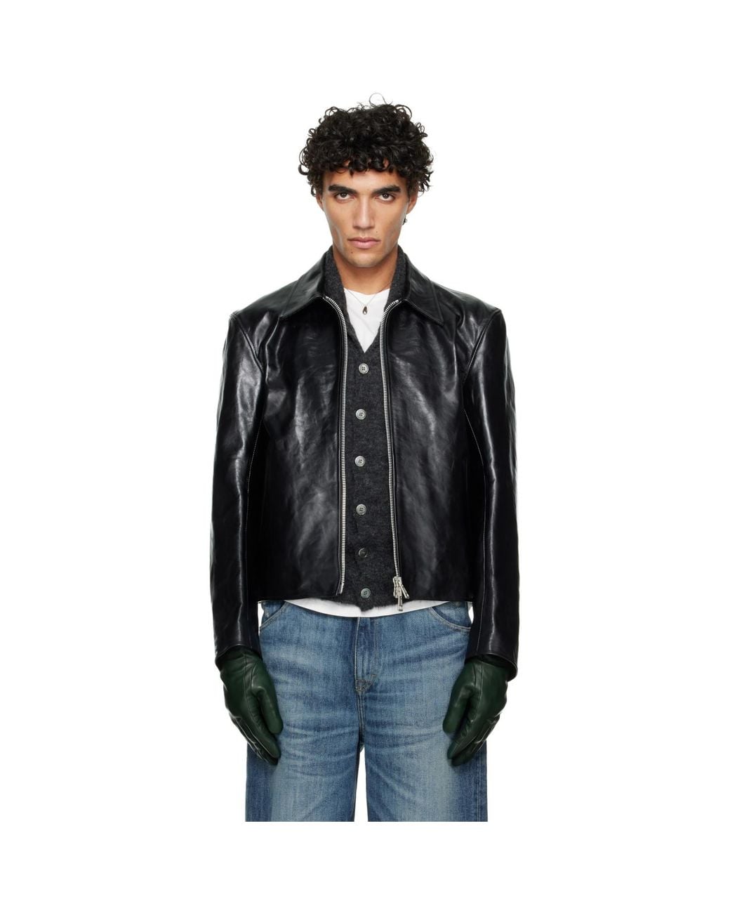 Our Legacy Black Mini Leather Jacket for men