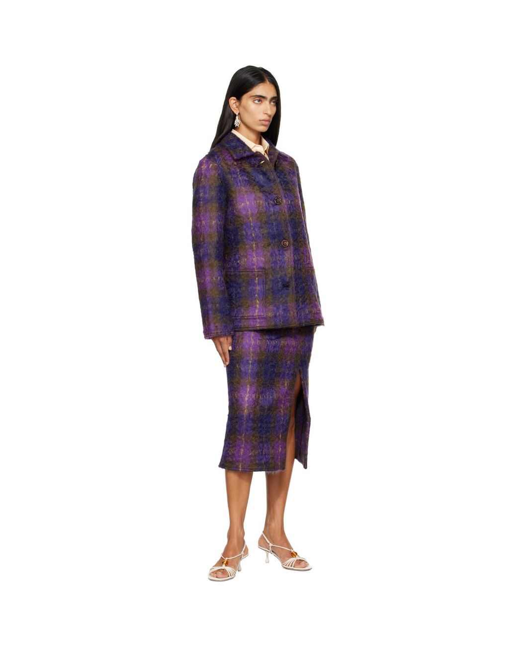 RESCHA Purple Ssense Exclusive Checked Jacket