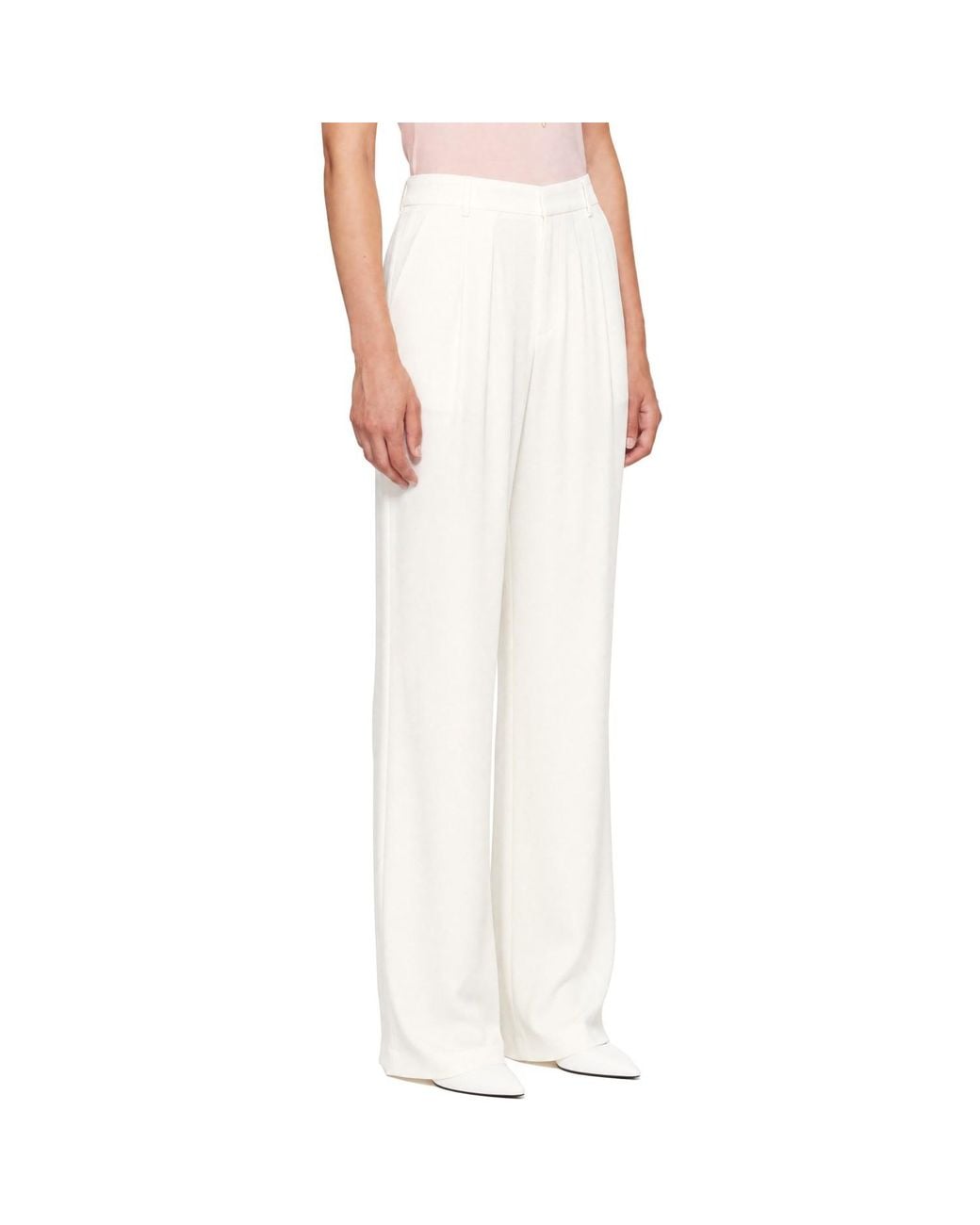 Victoria Beckham White Relaxed Curved Leg Trousers