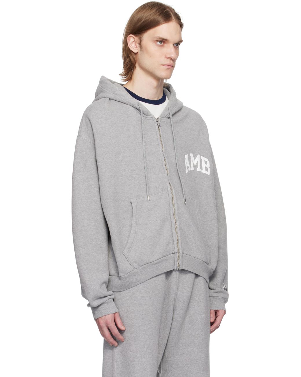 【関税込み】Ambush グレー 'AMB' Graphic ジップアップフーディ メンズ Ambush グレー 'Amb' Graphic ジップアップフーディ