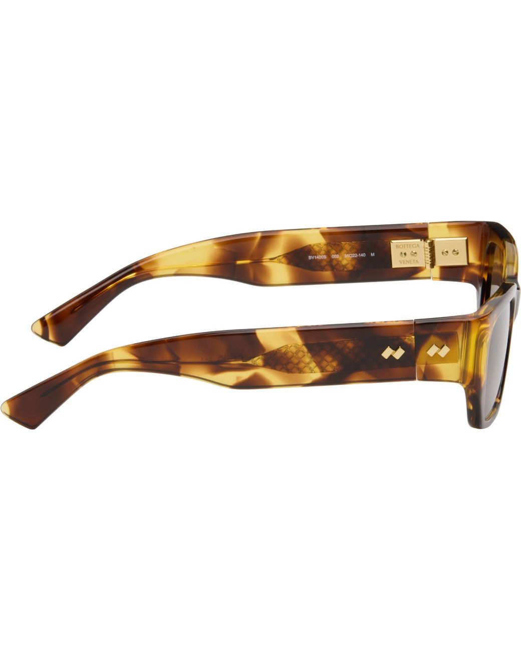 Bottega Veneta Black Intrecciato Square Sunglasses for men
