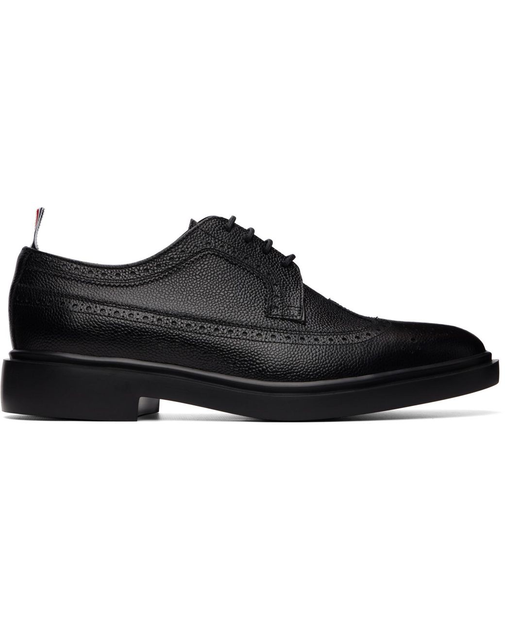 Thom Browne Black Pebble Grain Longwing Brogues for men
