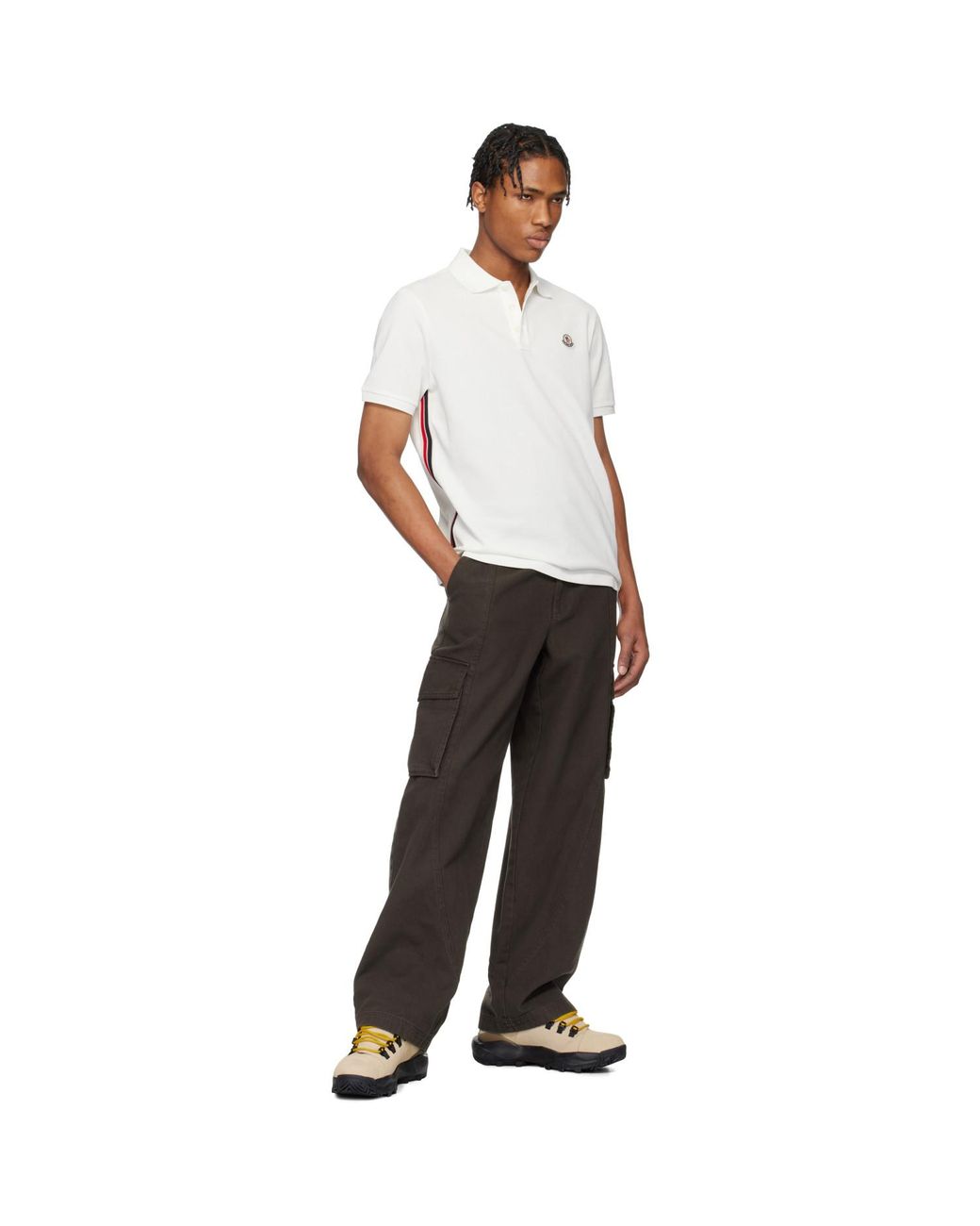 Moncler White Archivio Ss Polo for men