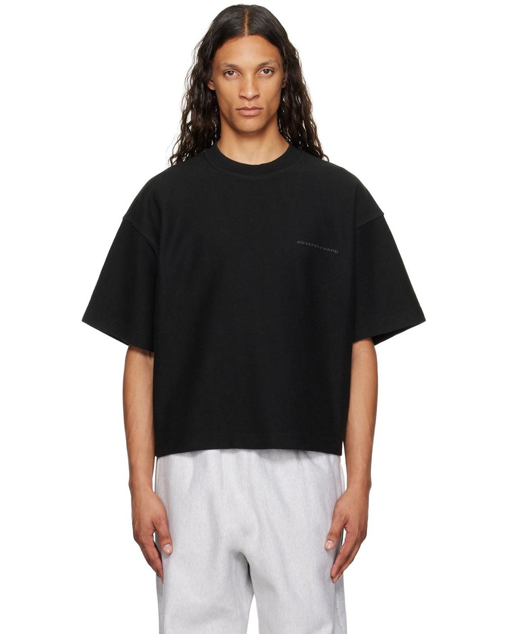 Alexander Wang Puffed Logo Oversize T-Shirt in Black for Men