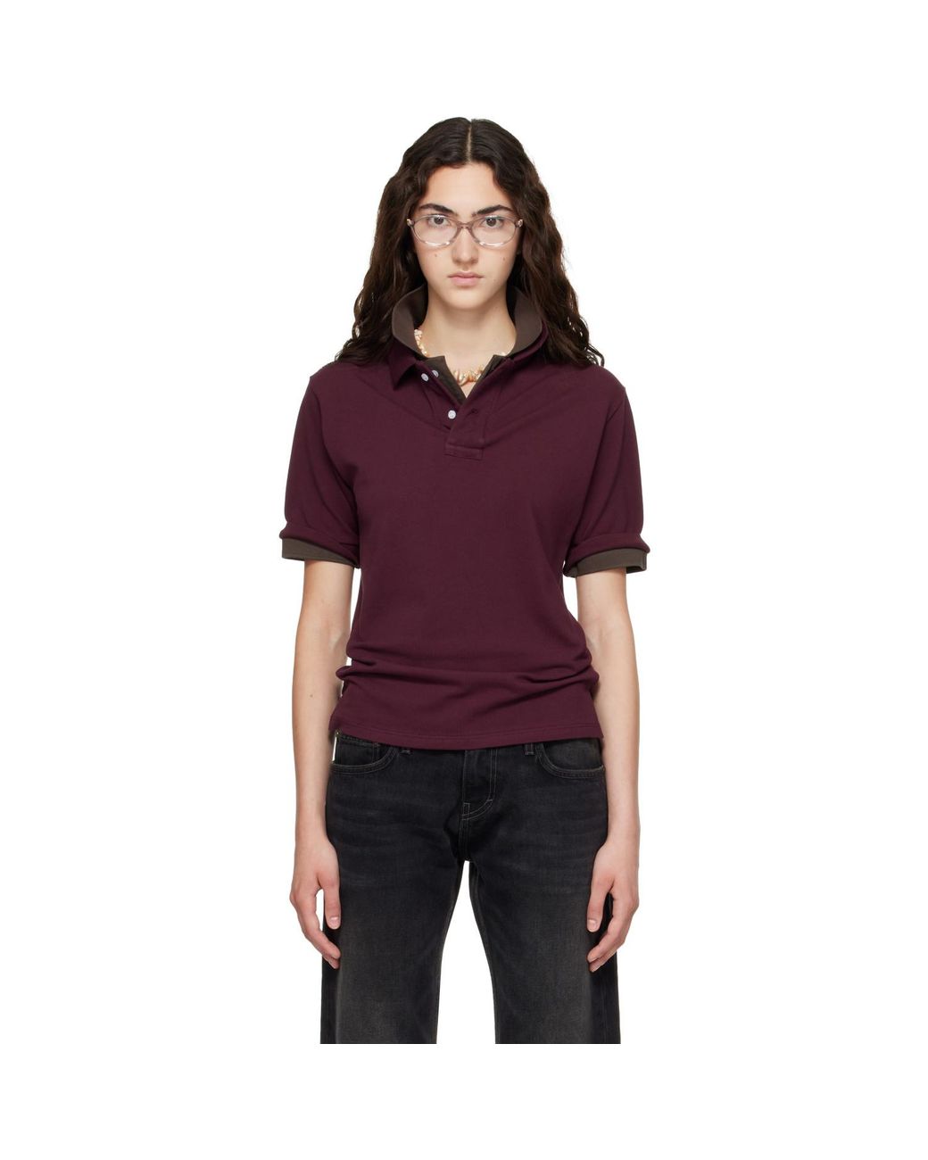 Raimundo Langlois Purple Burgundy Layered Polo