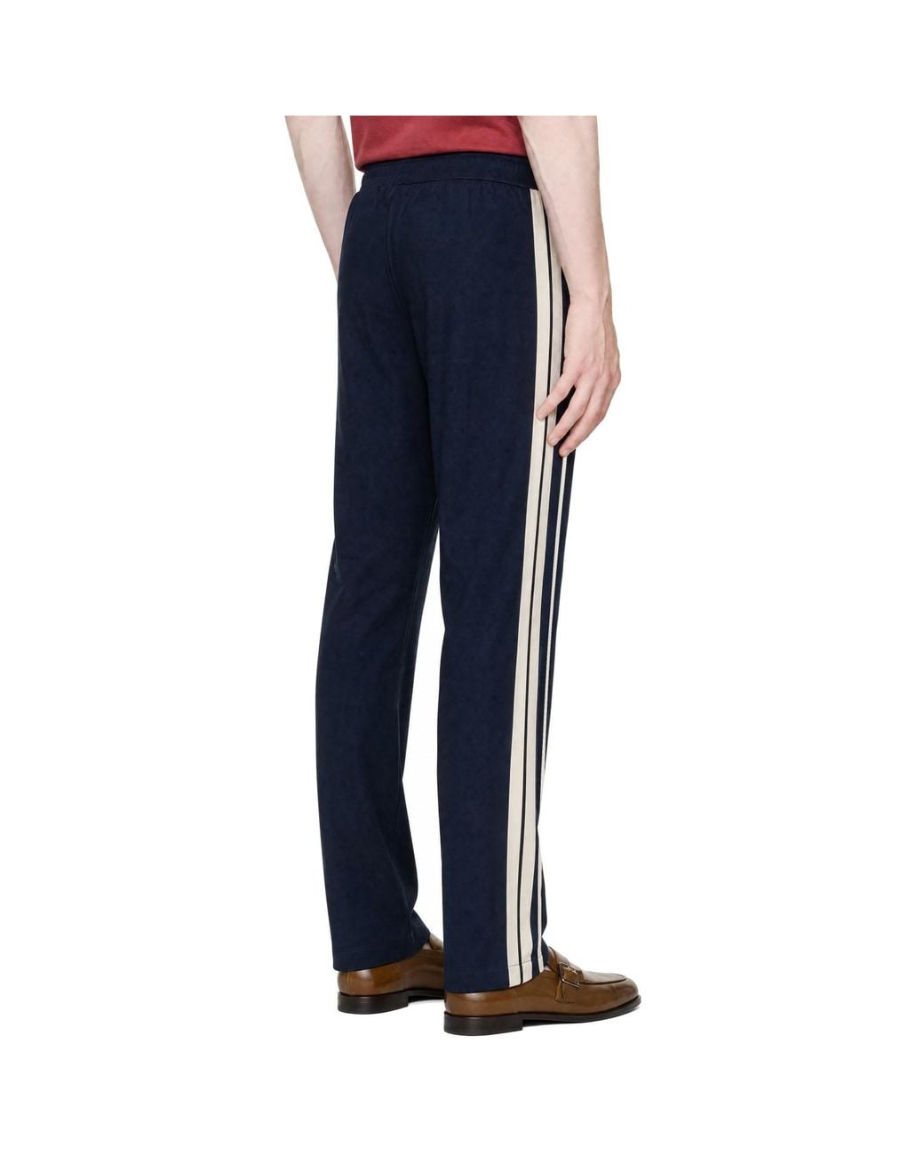 Palm Angels Blue Palm Tree Striped Track Pants for men