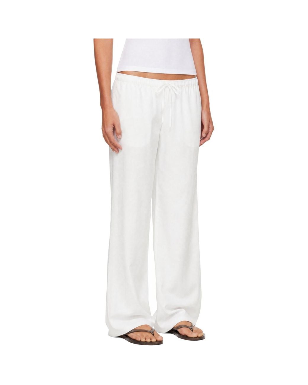 Leset White Daniel Drawstring Pocket Trousers