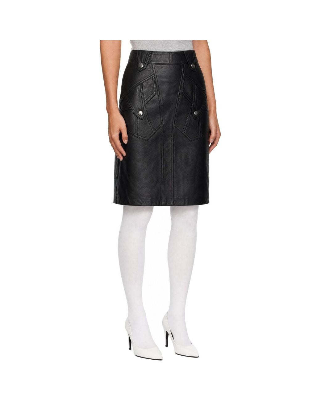 VAQUERA Black Fringe Leather Midi Skirt