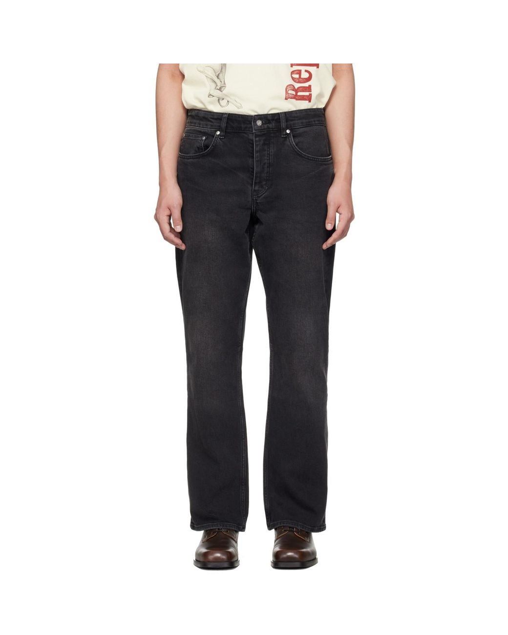 Represent Black Kick Flare Jeans for men