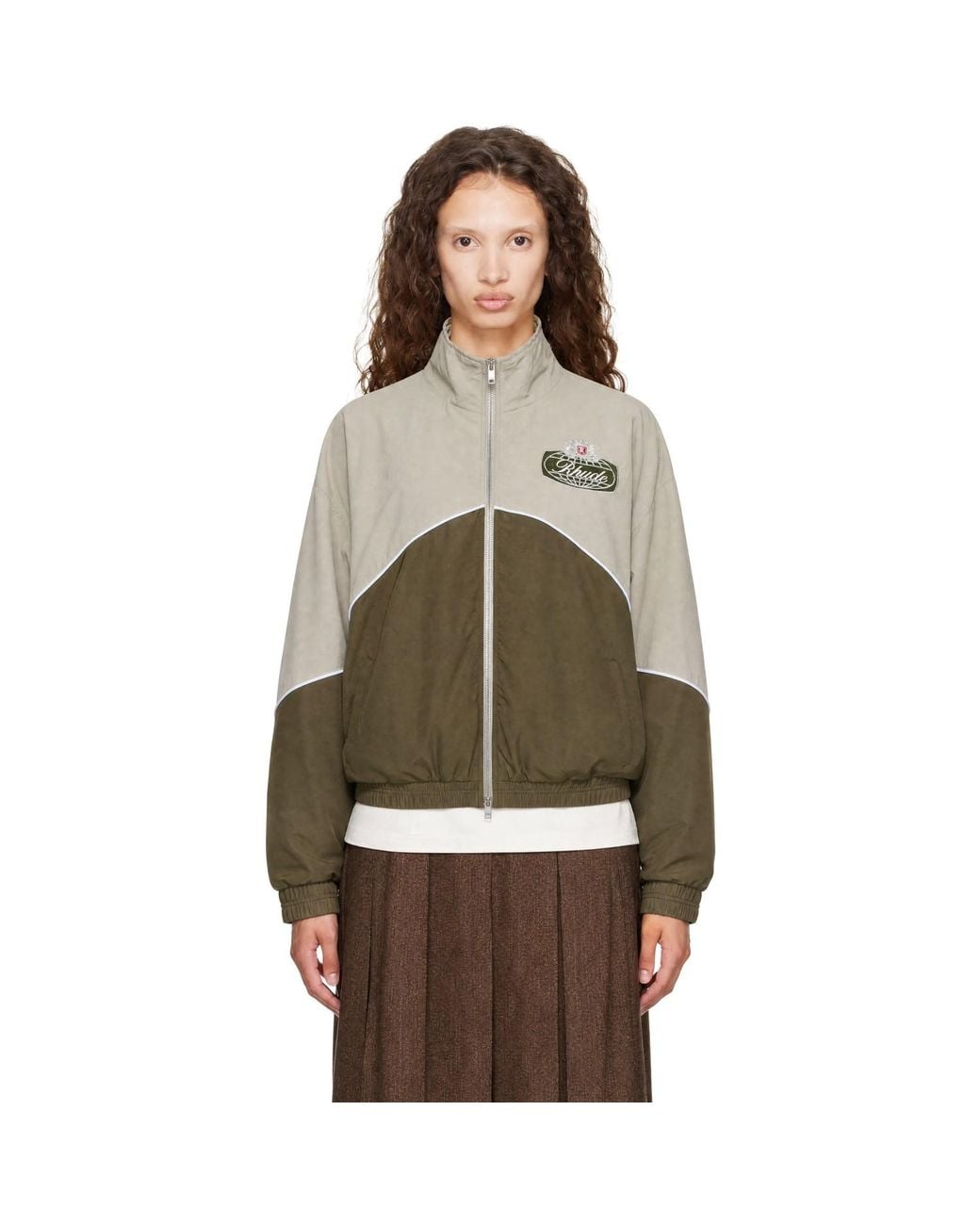 Rhude Brown Khaki & Taupe Desert Racing Track Jacket