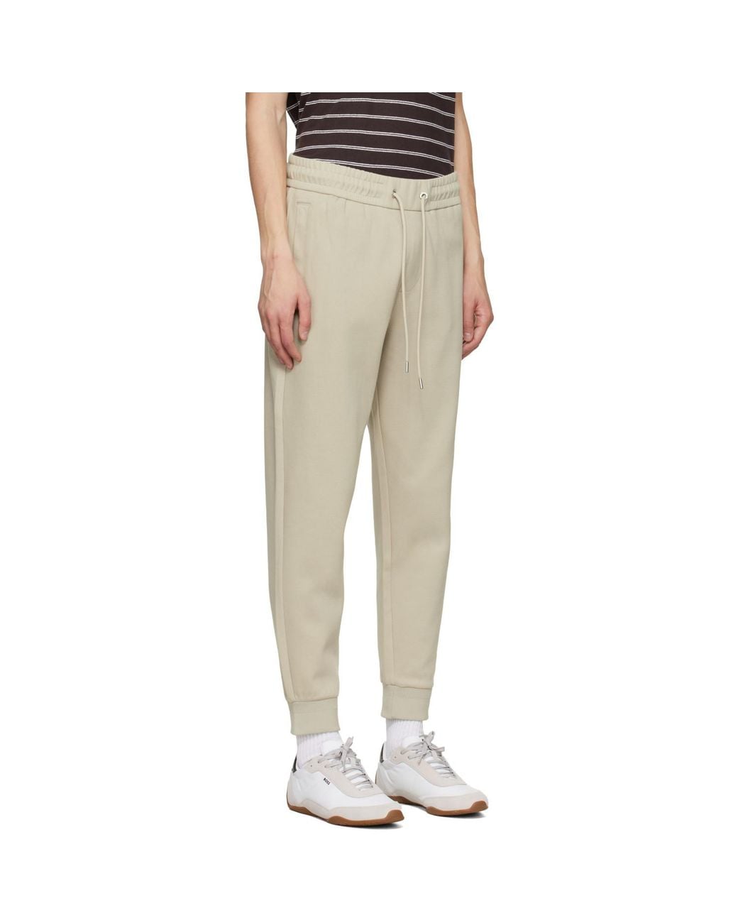 Boss Multicolor Stretch-Cotton Cuffed Hems Track Pants for men