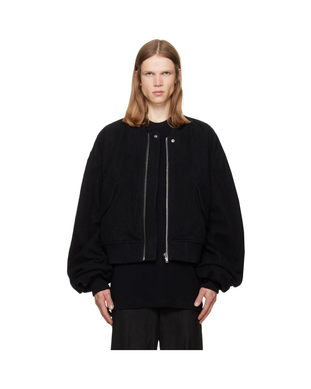 Rick Owens Black Tower Secchia Flight Bomber Jacket for men