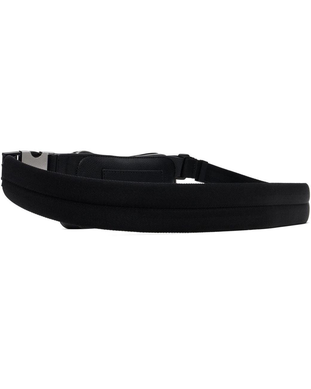 Boss Black Grained Faux-Leather Belt Bag for men