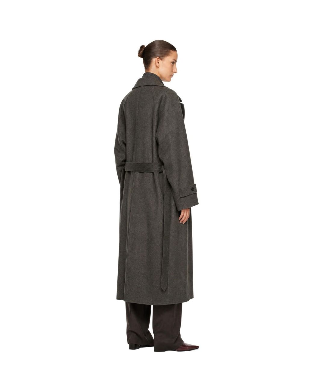 Ssstein Black Doeskin Oversized Peak Lapel Chester Coat