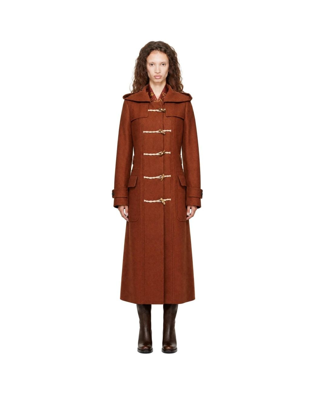 Dries Van Noten Brown Wool Duffle Coat