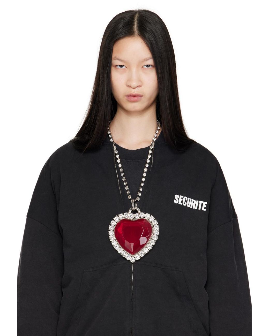 アクセサリー VETEMENTS CRYSTAL HEART NECKLACE CLEAR Heart Necklace in Transparent – SVRN