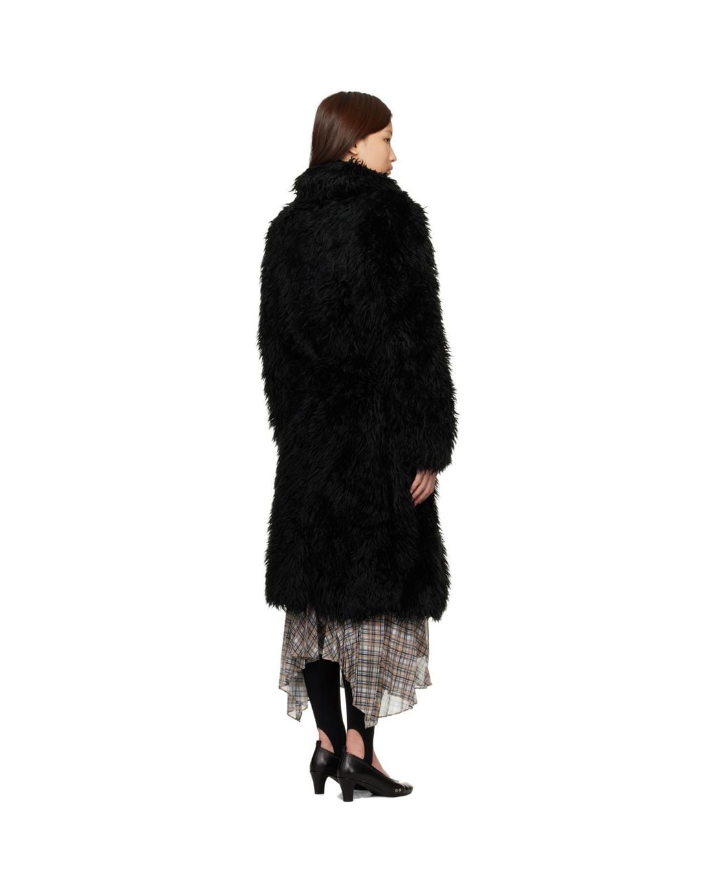 Acne Black Belted Faux-Fur Coat
