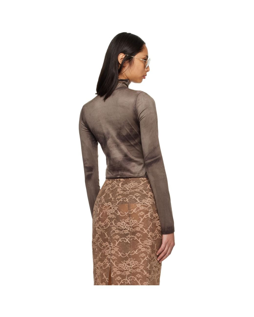 Acne Brown Printed Faux-Suede Top