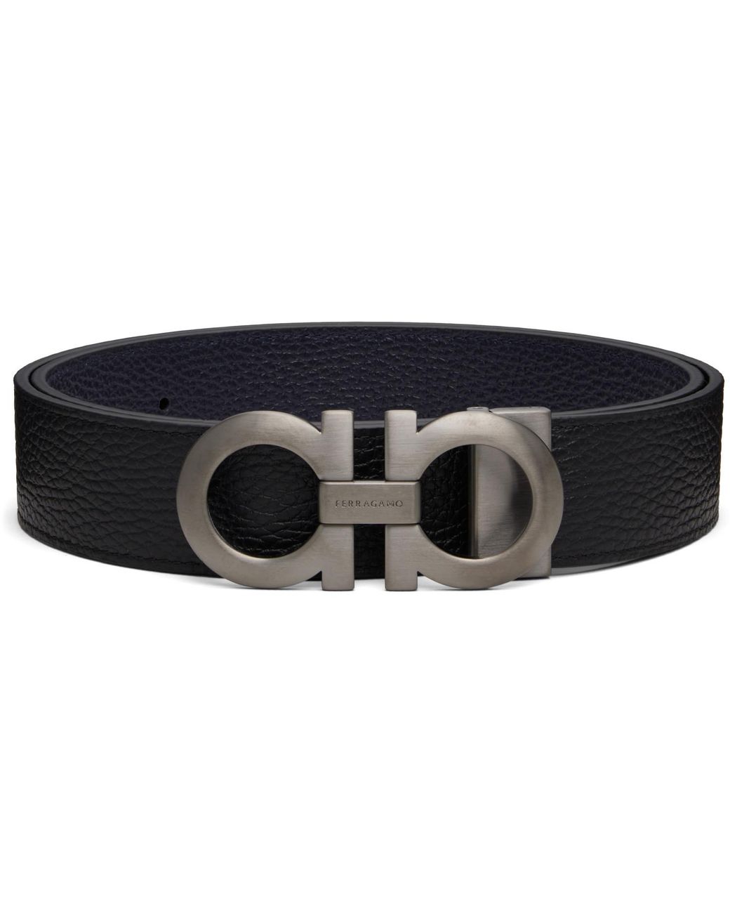 Ferragamo Black Reversible & Adjustable Gancini Belt for men