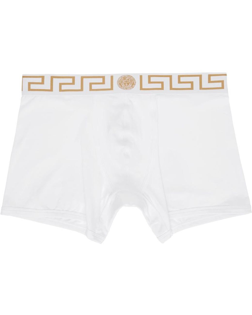 Versace Cotton White Greca Border Long Boxer Briefs for Men Lyst