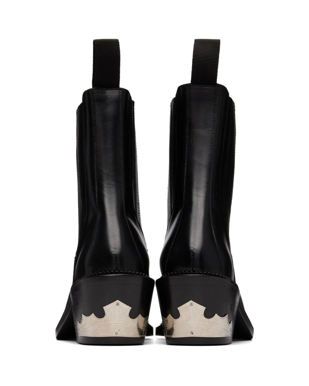 Toga Virilis Black Hard Leather Chelsea Boots for men