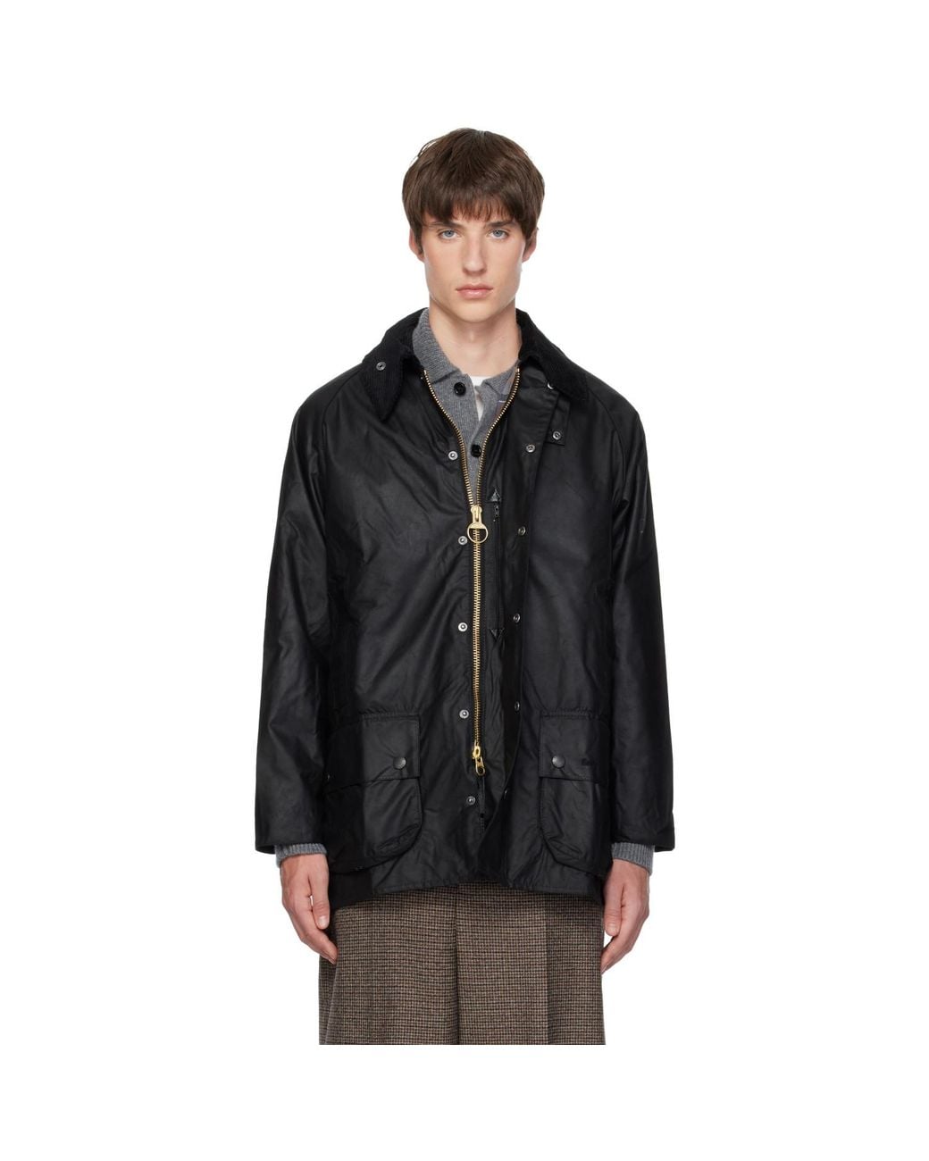 Barbour Black Beaufort Waxed Jacket for men