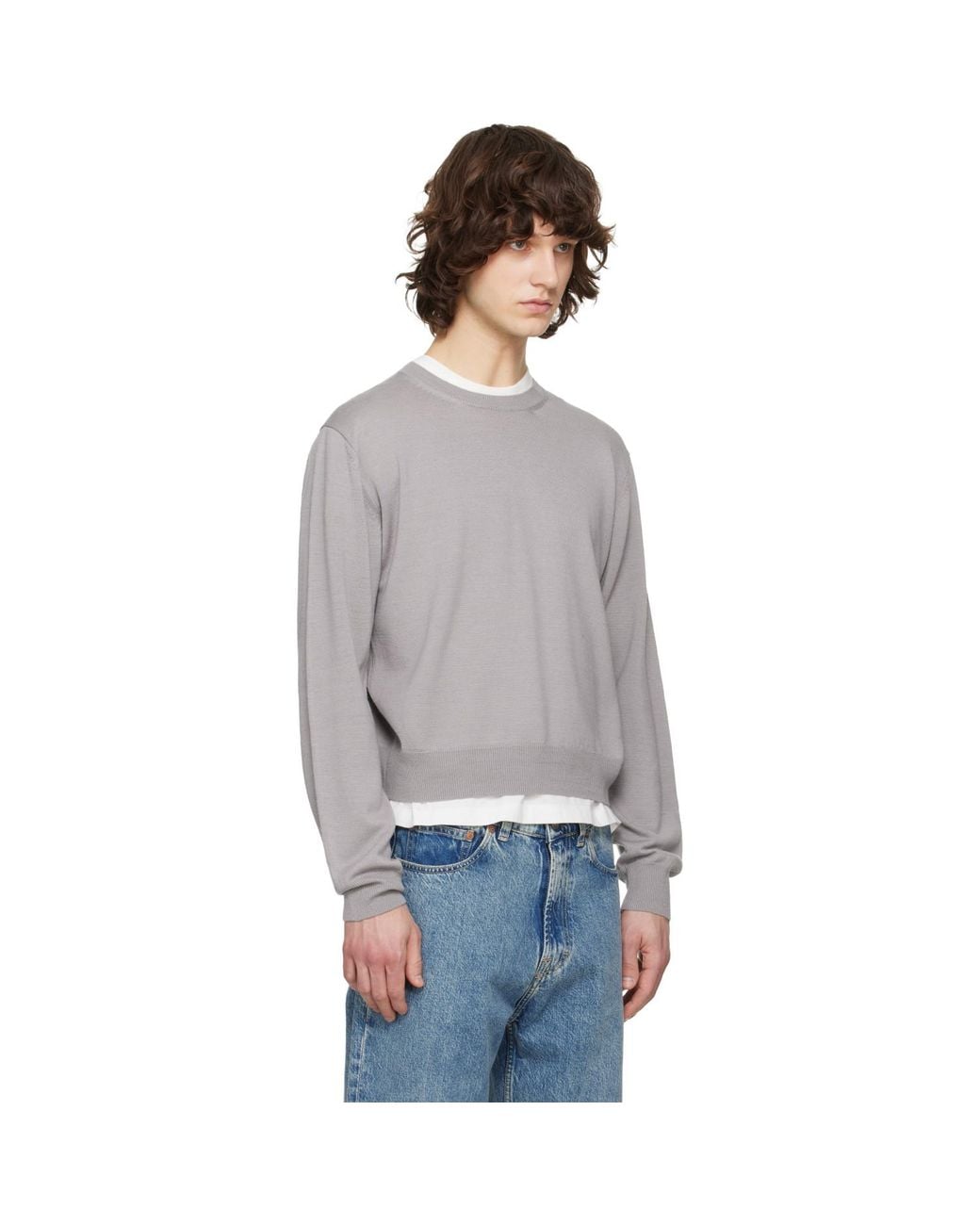 TONYWACK Black Extrafine Wool Crew Neck Knit Sweater for men