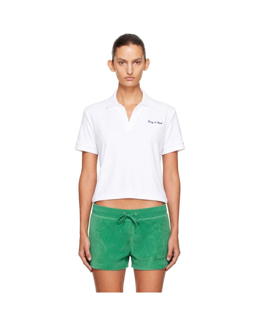 Sporty & Rich Green Signature Logo Terry Polo