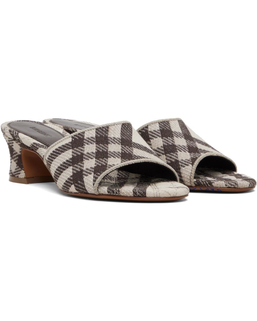 Burberry Black Check Sloane Mule Heeled Sandals