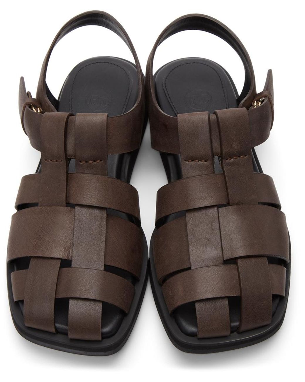 brown cross strap sandals