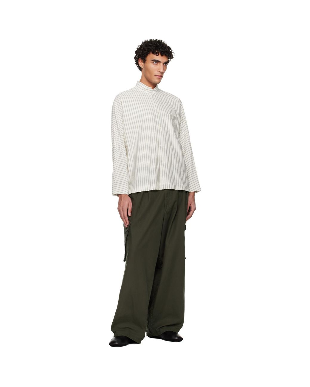 Homme Plissé Issey Miyake White Stripe Jersey Shirt for men